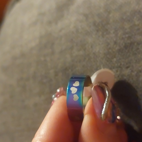 Multi color stainless steel ring with heart design #rainbowjewels - Picture 1 of 4